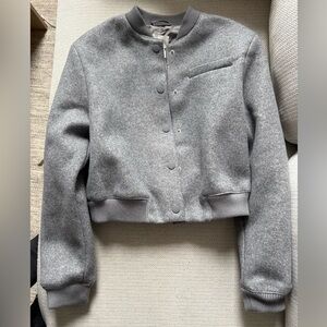H&M Light Gray Wool-Blend Bomber Jacket XS